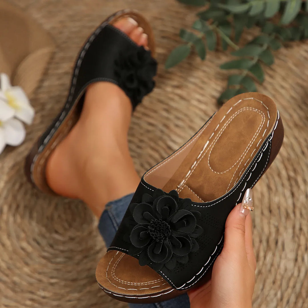 Florelle | Mules Comfort Plus con Fiore 3D e Suola Ultra-Leggera