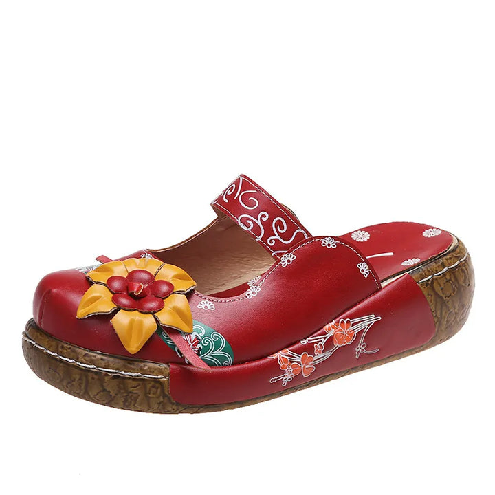Eloria | Sabot bohémien floreali fatti a mano - suola comfort pro